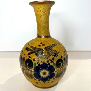 Tonala Netzi Pottery Vase Bird/Flowers Hand Painted 6” tall, Mexico, Can…